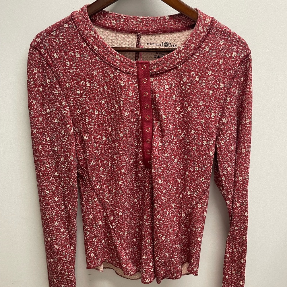 NATURAL LIFE Red Floral Long Sleeve Top